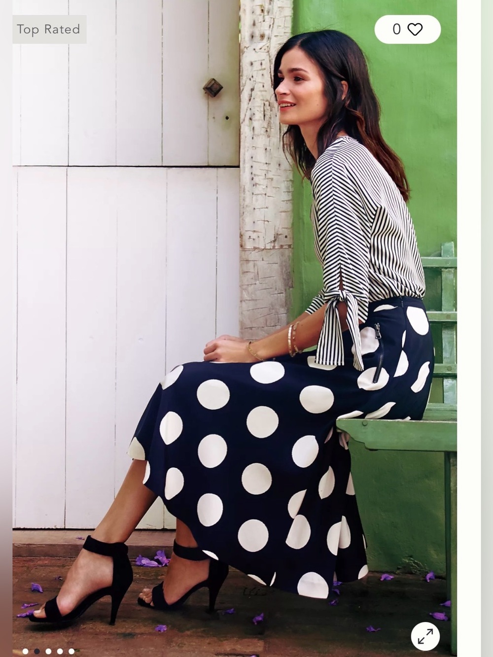 HD in Paris - Black Midi Skirt with White Polka Dots
